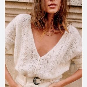 Sezane White Reversible Cardigan - Like New